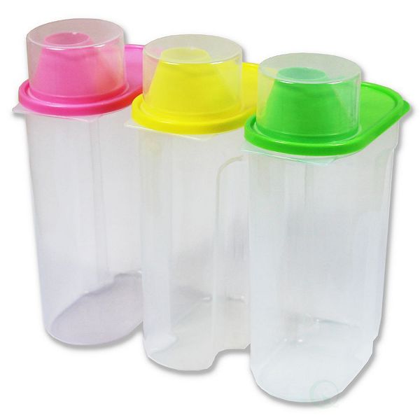 Large Bpa-free Plastic Food Saver, Kitchen Food Containers with Graduated Cap, Set Of 3 Basicwise