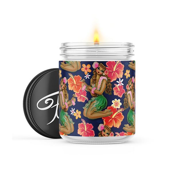 Hula Girl With Ukulele - 22-oz Candle Jar - Black Ice Miss Fluff