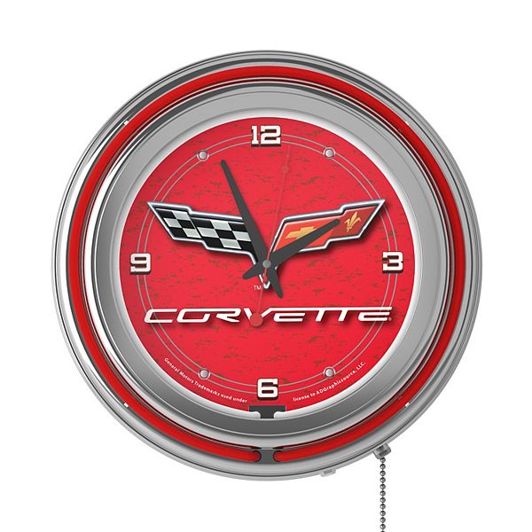 Corvette C6 Red Retro Neon Wall Clock Trademark Games