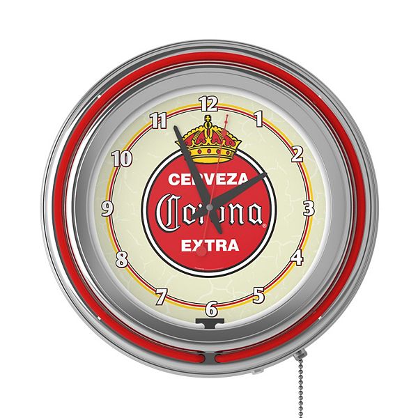 Corona Vintage Retro Neon Wall Clock Trademark Games