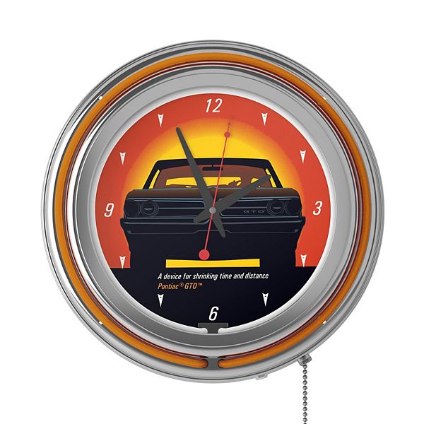 Pontiac GTO Time & Distance Retro Neon Wall Clock Trademark Games