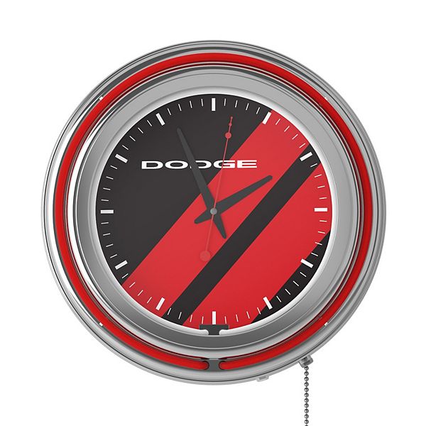 Dodge Big Stripe Retro Neon Wall Clock Trademark Games