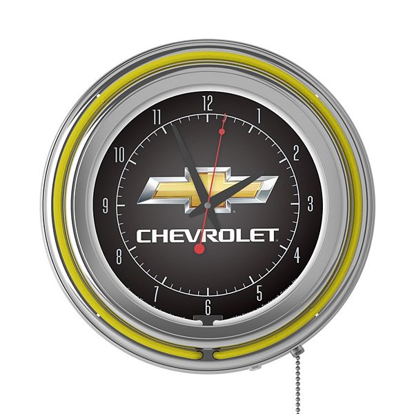 Chevrolet Logo Retro Neon Wall Clock Trademark Games