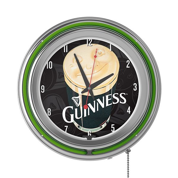 Guinness Smiling Pint Retro Neon Wall Clock Trademark Games