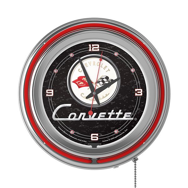 Corvette C1 Black Retro Neon Wall Clock Trademark Games