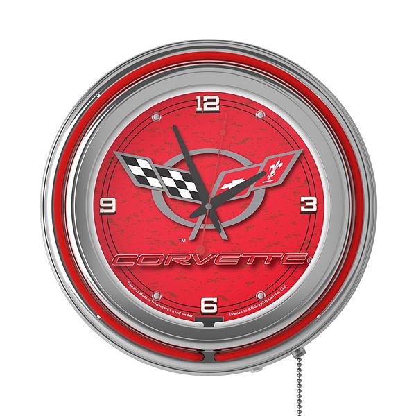 Corvette C5 Red Retro Neon Wall Clock Trademark Games