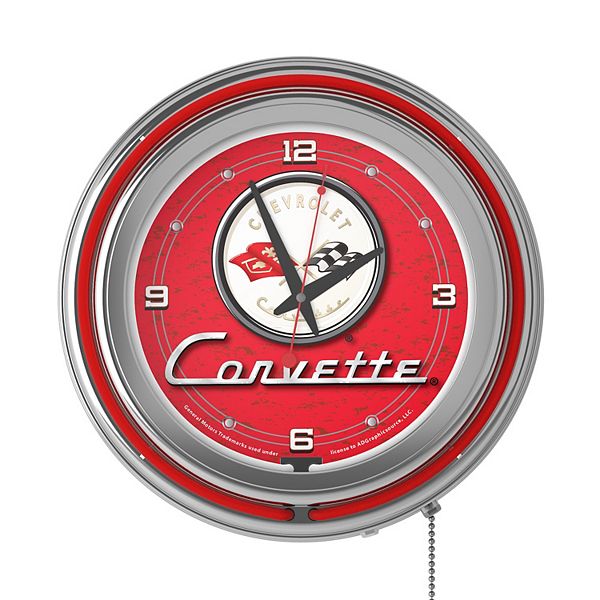 Corvette C1 Red Retro Neon Wall Clock Trademark Games