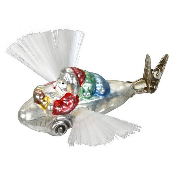 Inge Glas Gifts Delivery Santa In Plane German Glass Ornament Free Box 3.8 Inch Inge Glas