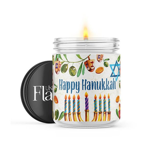 Happy Hanukkah - 22-oz Candle Jar - Wildflowers Uncommon Flame