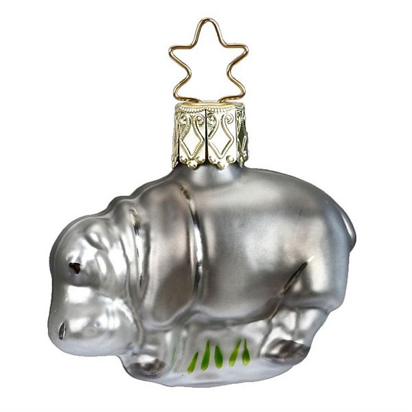 Inge Glas Happy Hippo German Glass Hippopotamus Christmas Ornament Free Box Inge Glas