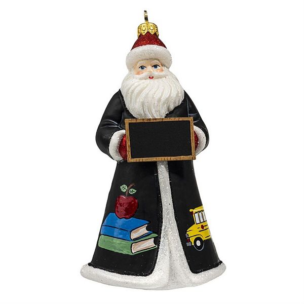 Joy To The World Glitterazzi Teacher Santa With Chalkboard Polish Glass Ornament Joy to the World Collectibles