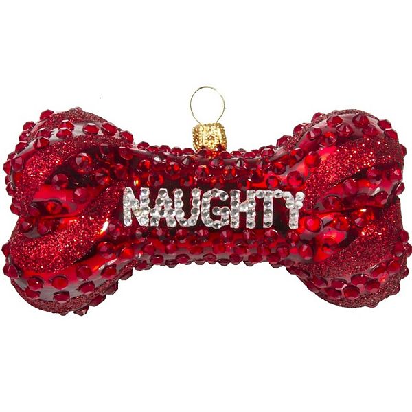 Стеклянная новогодняя игрушка для елки 'Кость' Naughty Or Nice, 8,9 см Joy to the World Collectibles