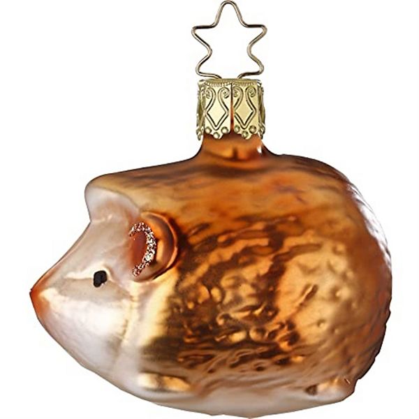 Inge Glas Brown Hedgehog German Glass Christmas Ornament Free Box Inge Glas