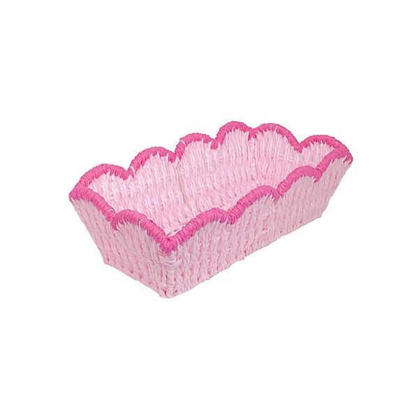 Belle Maison Pink Scalloped Edge Paper Weave Storage Tray Belle Maison