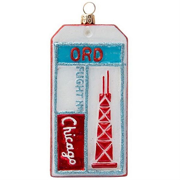 Joy To The World Chicago Luggage Tag Polish Glass Christmas Tree Ornament Joy to the World Collectibles