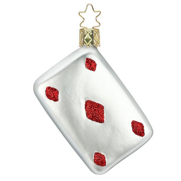 Inge Glas Five Of Diamonds Card German Glass Christmas Ornament Free Box Inge Glas