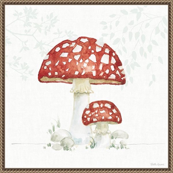 Amanti Art Woodland Love Red Mushroom Framed Canvas Wall Art Amanti Art