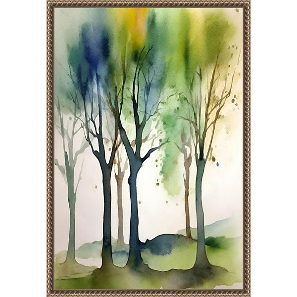 Amanti Art Watercolour Trees 1 Framed Canvas Wall Art Amanti Art