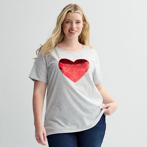 Женская Футболка Licensed Character Plus Size Sequin Heart Licensed Character