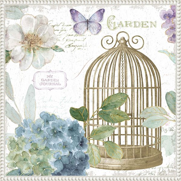 Amanti Art Rainbow Seeds Floral Birdcage III v2 Framed Canvas Wall Art Amanti Art