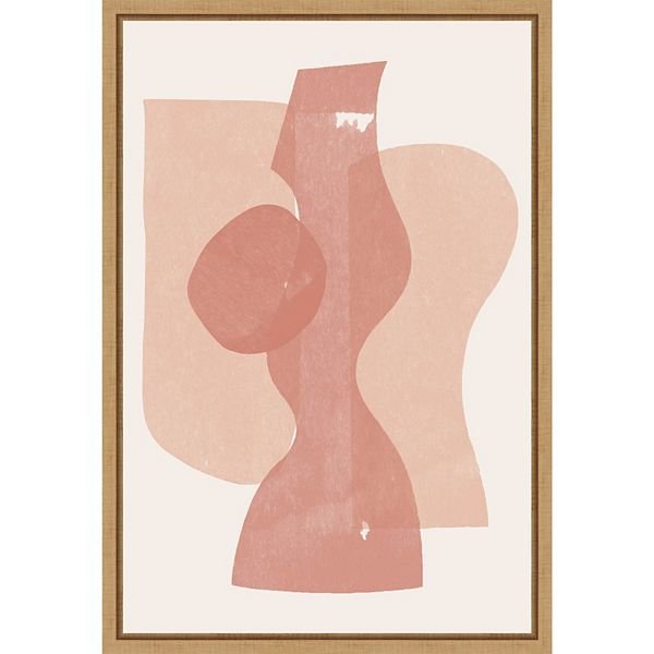 Amanti Art Peach Paper Cut Composition No 1 Framed Canvas Wall Art Amanti Art