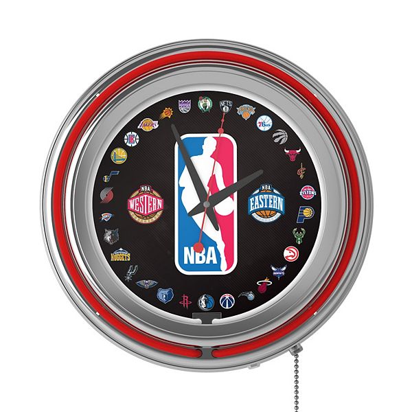 Trademark Games NBA Logo with All Teams Retro Neon Wall Clock Trademark Games