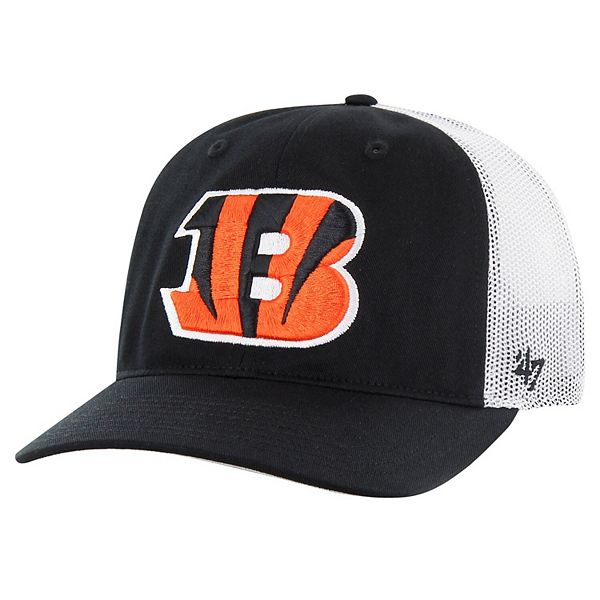 Мужская черно-белая регулируемая кепка Cincinnati Bengals с сетчатой задней панелью 47 Brand