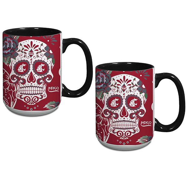 Washington State Cougars Two-Pack Dia De Los Muertos Mug Set Indigo Falls