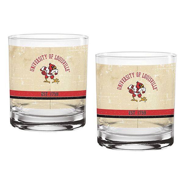 Louisville Cardinals Two-Pack 14oz. Tan Vintage Glass Set Indigo Falls