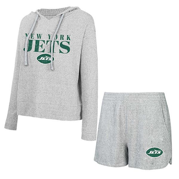 Women's Concepts Sport Gray New York Jets Juniper Long Sleeve Hoodie T-Shirt & Shorts Set Unbranded