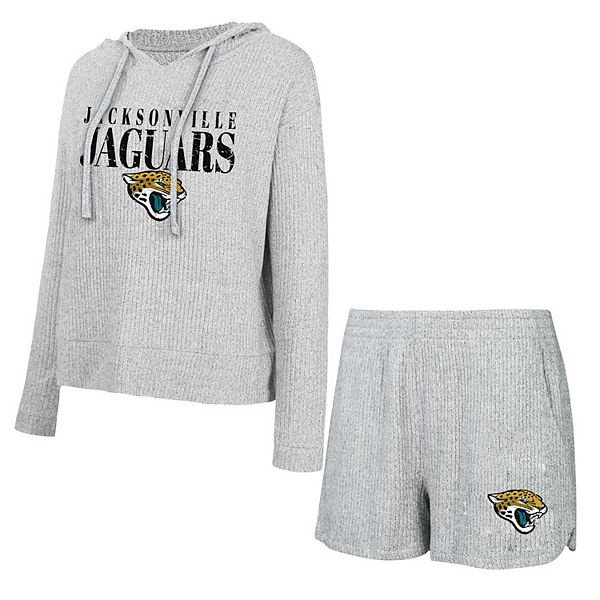 Women's Concepts Sport Gray Jacksonville Jaguars Juniper Long Sleeve Hoodie T-Shirt & Shorts Set Unbranded