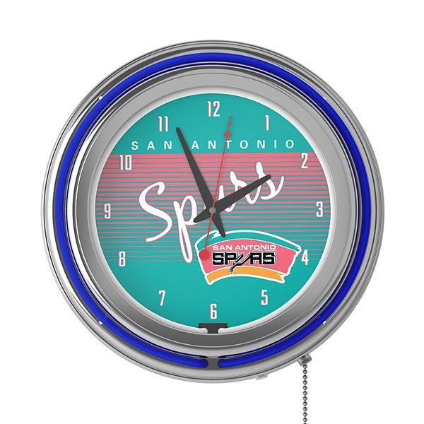 Trademark Games San Antonio Spurs Hardwood Classics Retro Neon Wall Clock Trademark Games