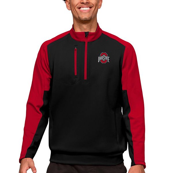 Мужская Футболка Antigua Черно-Красная Ohio State Buckeyes Team Quarter-Zip Pullover Top Antigua