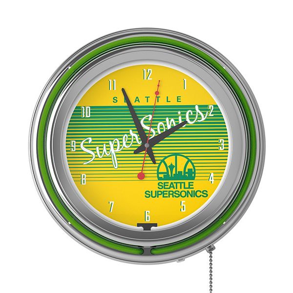 Trademark Games Seattle Supersonics Hardwood Classics Retro Neon Wall Clock Trademark Games