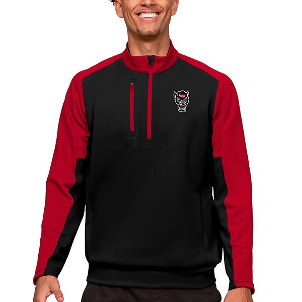 Мужская Футболка Antigua Черно-Красная NC State Wolfpack Team Quarter-Zip Pullover Top Antigua