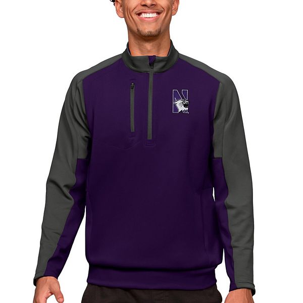 Мужская Футболка Antigua Фиолетовая/Угольная Northwestern Wildcats Team Quarter-Zip Pullover Top Antigua