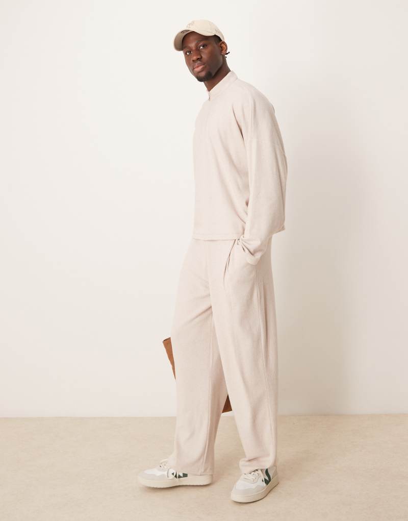 ASOS DESIGN baggy fit twill sweatpants in ecru - part of a set ASOS DESIGN