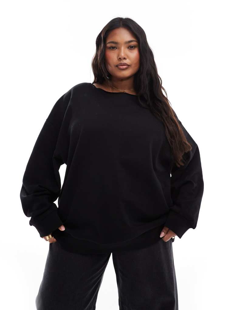 ASOS DESIGN Curve off shoulder sweatshirt in black ASOS Curve