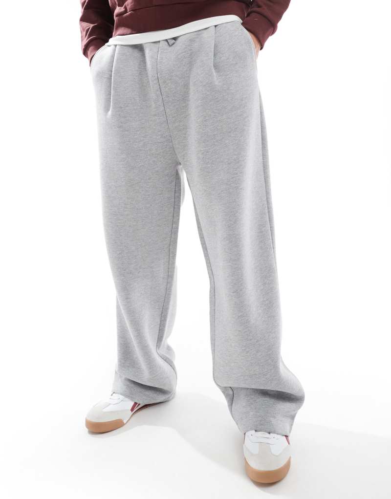 ASOS DESIGN oversized balloon sweatpants with pleat in gray heather ASOS DESIGN