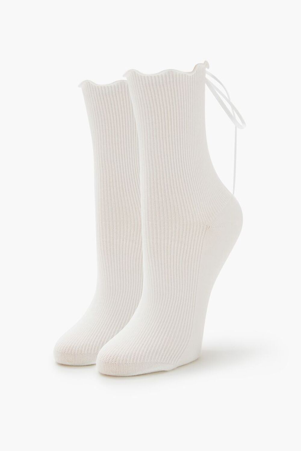 Lace-Up Ribbed Crew Socks FOREVER21