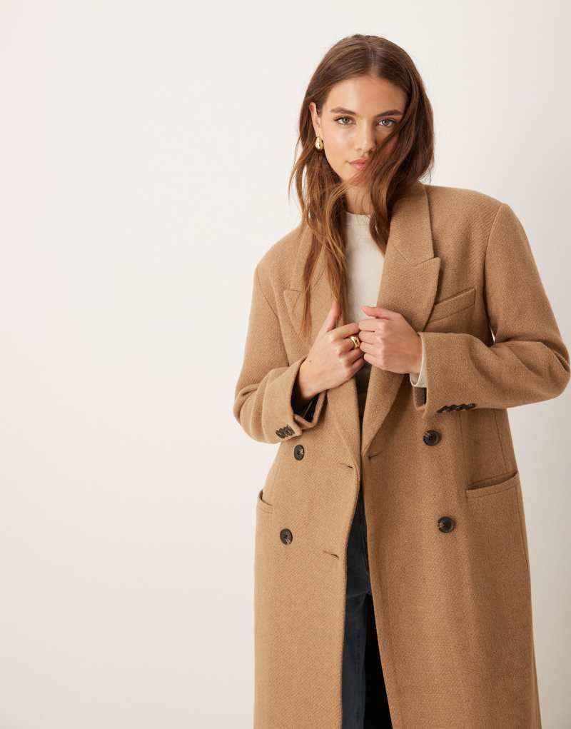 ASOS DESIGN premium wool dad coat in camel ASOS DESIGN