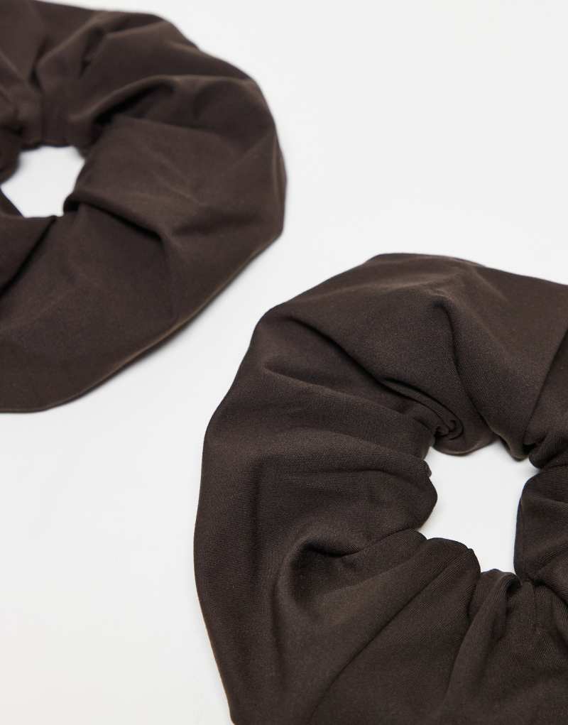 ASOS 4505 soft touch yoga hair scrunchie 2 pack in bitter chocolate ASOS 4505