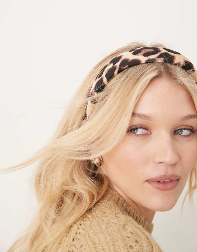 ASOS DESIGN padded headband in leopard print ASOS DESIGN