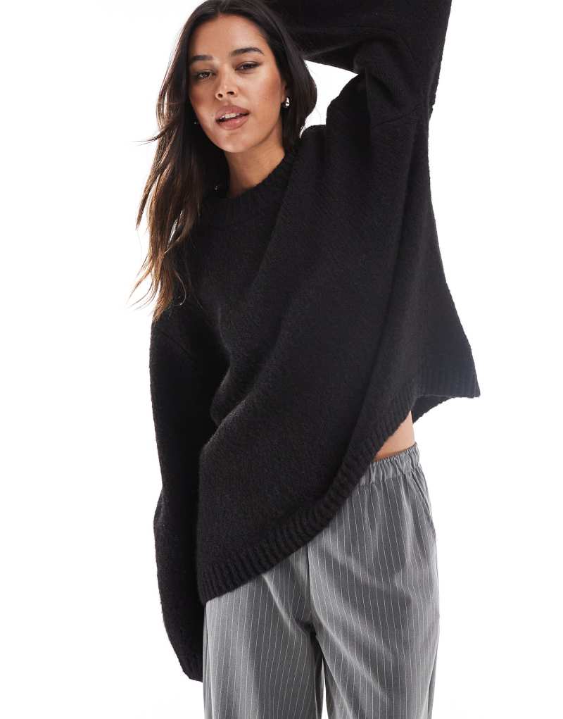 ASOS DESIGN oversized crew neck sweater in black ASOS DESIGN