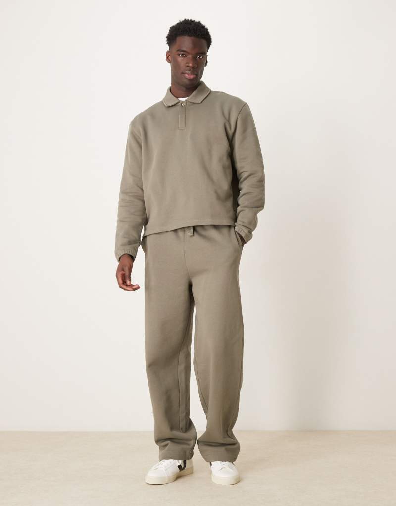 ASOS DESIGN super baggy sweatpants in khaki - part of a set ASOS DESIGN