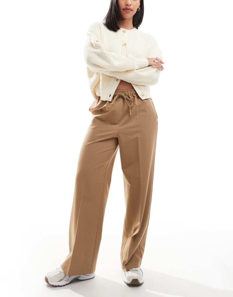 ASOS DESIGN tailored pull on pants in sand ASOS DESIGN