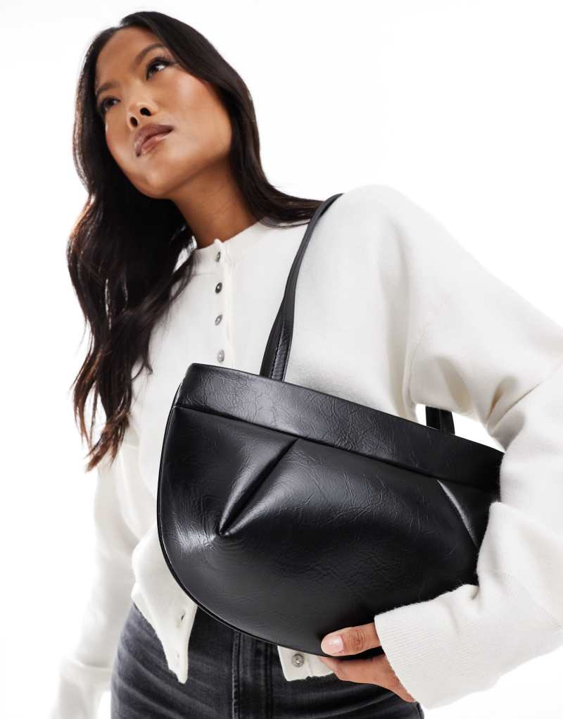 ASOS DESIGN shoulder bag with seam detail in black ASOS DESIGN