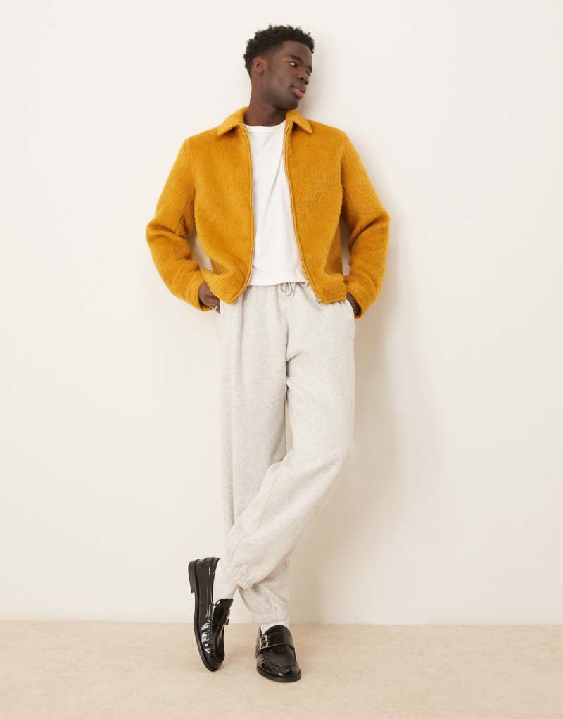 ASOS DESIGN oversized wool look harrington jacket in mustard yellow ASOS DESIGN