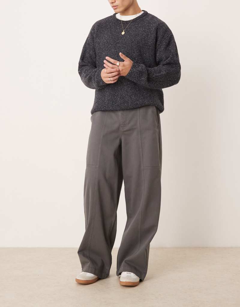 ASOS DESIGN super baggy pants with paneling in charcoal ASOS DESIGN