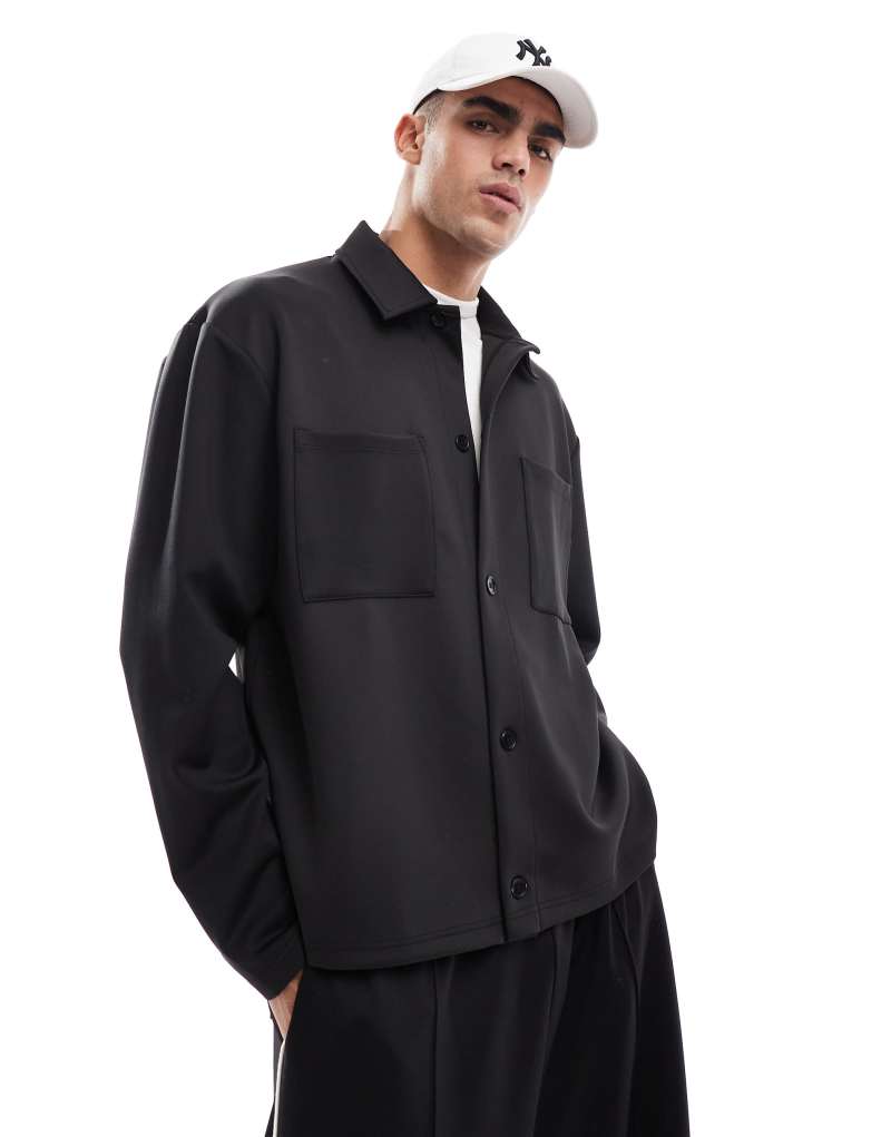 ASOS DESIGN oversized scuba jacket in black ASOS DESIGN